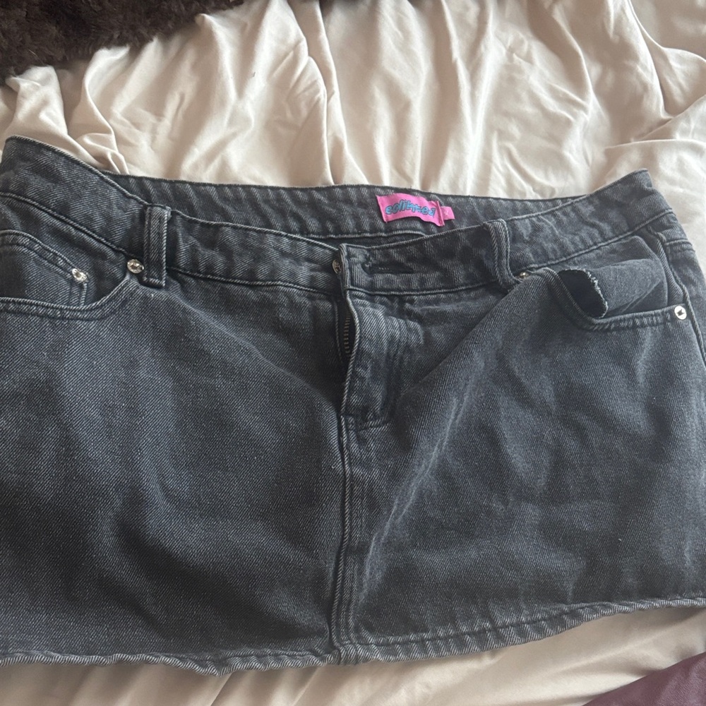 Edikted Black Denim Skirt